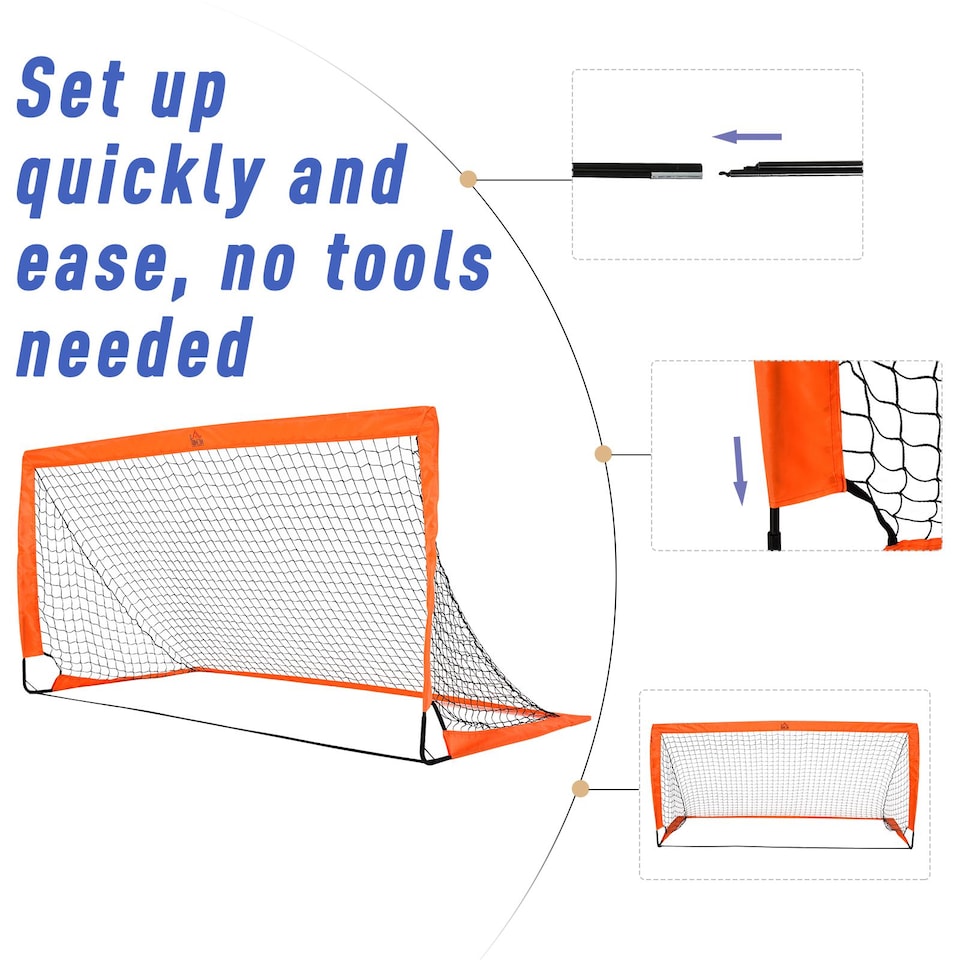 image 1 of HOMCOM Football Goal Folding Outdoor with All Weather Net 6'x3' Orange | Orange