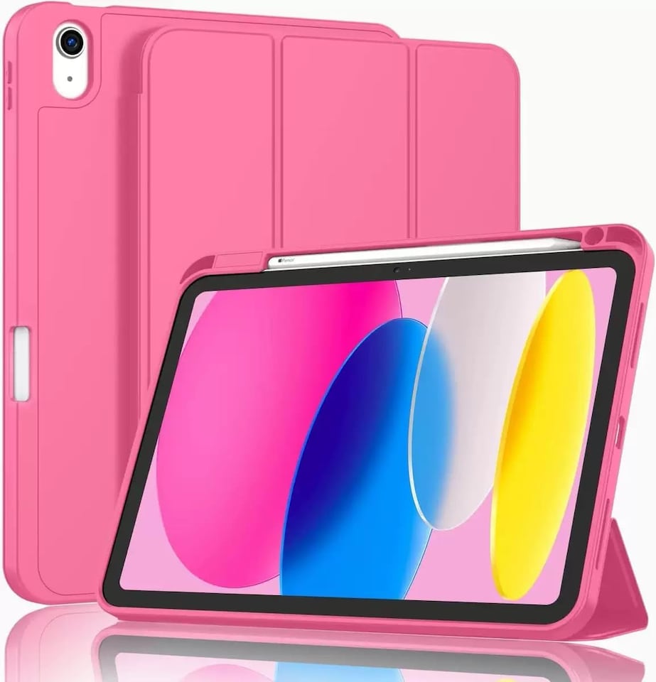 image 1 of KAV Case for iPad A16 11th Generation 11 Inch 2025 and iPad 10th Generation 10.9 Inch 2022 Slim Protective Smart Cover with Auto Sleep Wake Trifold Stand Lightweight Shockproof Tablet Case (Pink)