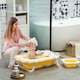 image 1 of AIYAPLAY Foldable Baby Bath Tub Set with Bath Cushion, Wash Basin, Yellow