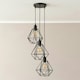 image 1 of ValueLights Diablo Geometric 3 Drop Cluster Matte Black Ceiling Pendant Light with Bulbs Black