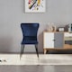 image 2 of Set of 2 New York Modern Velvet Dining Chairs with High Back, Black Metal Legs | Blue | Gold End Tips