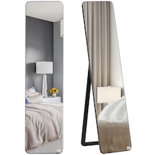 HOMCOM Full Length Mirror, 156 37 cm Rectangular Full Body Mirror with Stand, Floor Standing, Hanging or Leaning Against Wall for Bedroom Cloakroom, Black