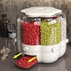 image 5 of Living and Home Food Grain Storage Container,6 Grids Rotating Storage Container for Kitchen | White