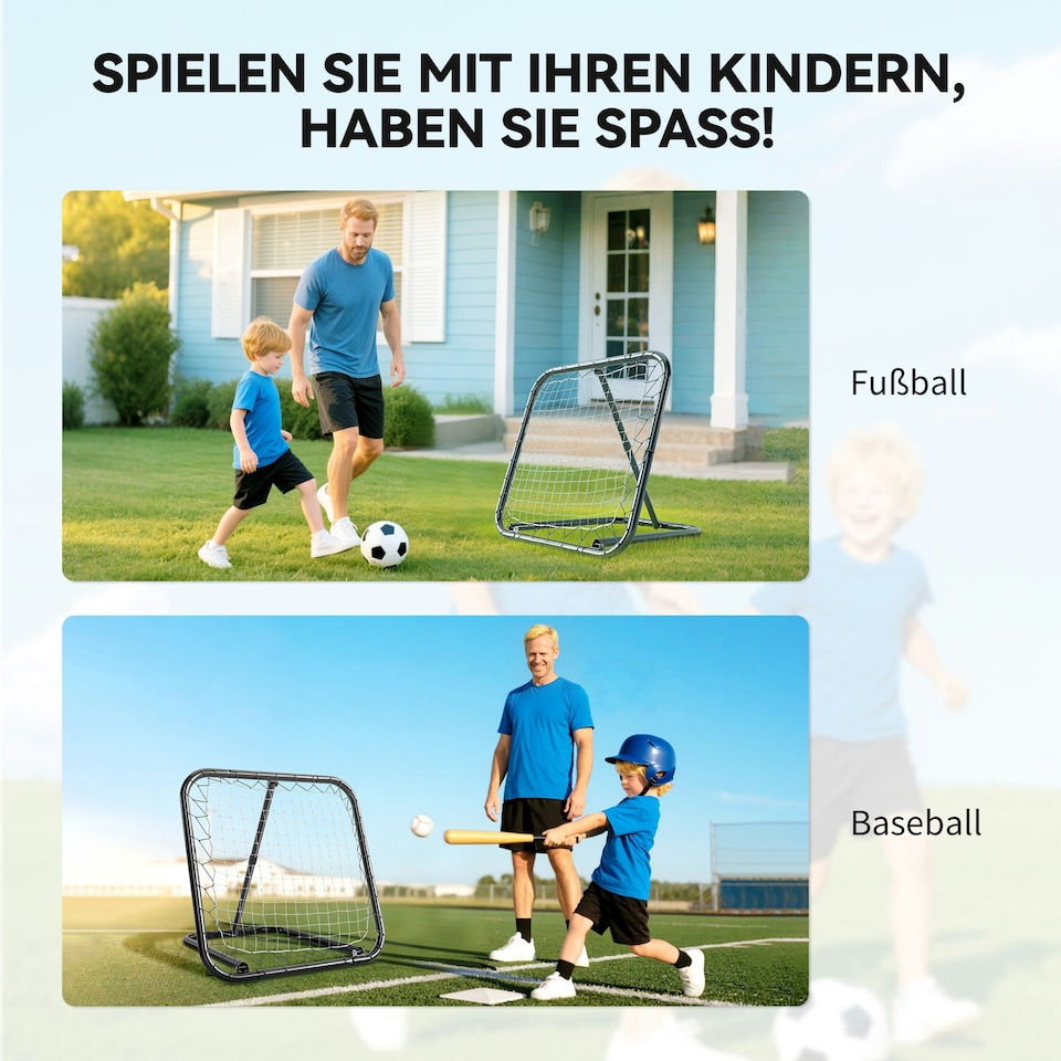 image 1 of HOMCOM Angle Adjustable Rebounder Net Goal Training Set Football, Baseball