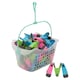 image 1 of JVL Plastic Peg Basket with 96 Prism Soft Touch Clip Pegs, Multicolor