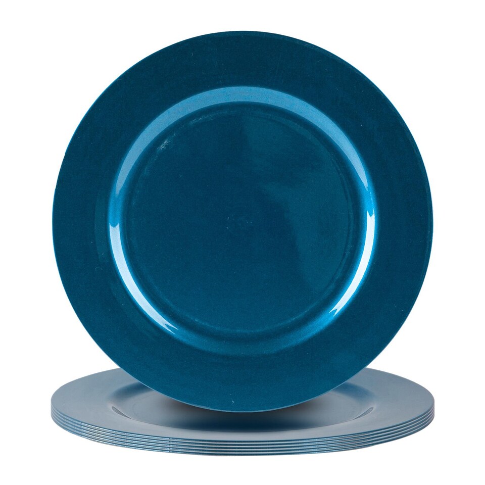 image 1 of Argon Tableware Metallic Charger Plates - 33cm - Blue - Pack of 6 | Blue | Blue
