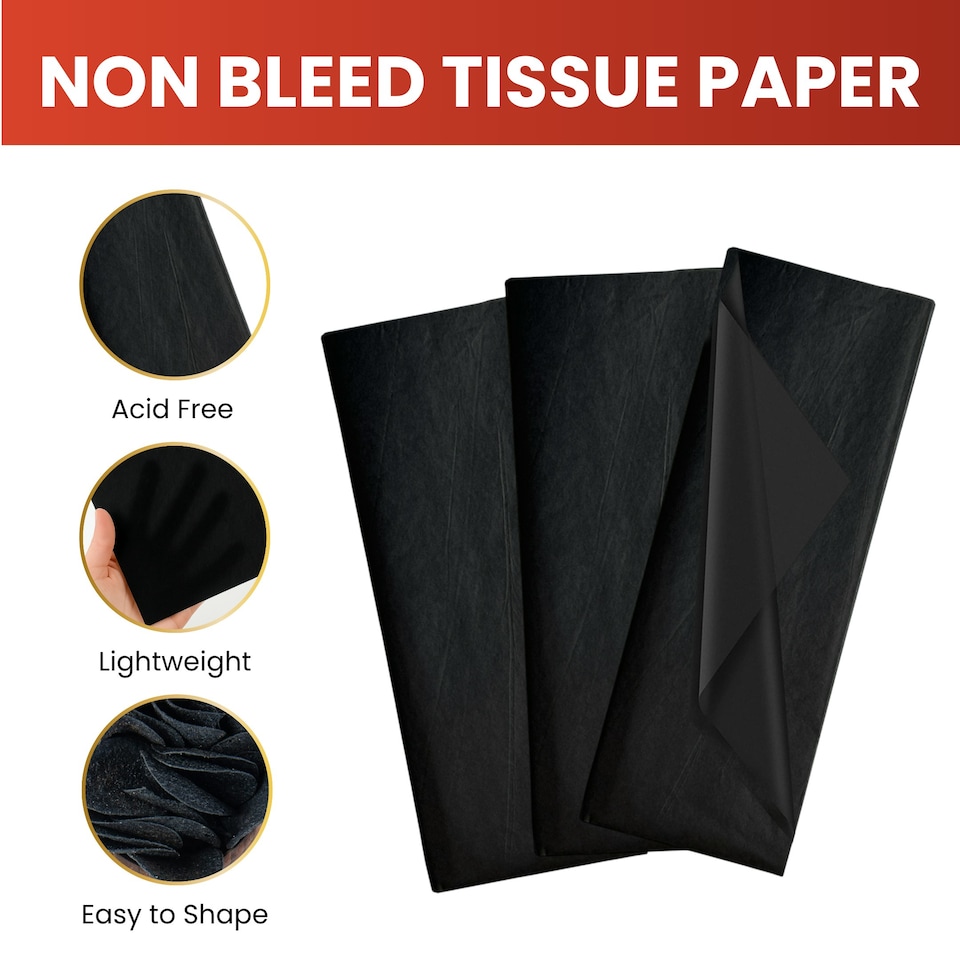 image 1 of Pack of 10 Black Acid Free 50 x 70cm Tissue Paper Sheets