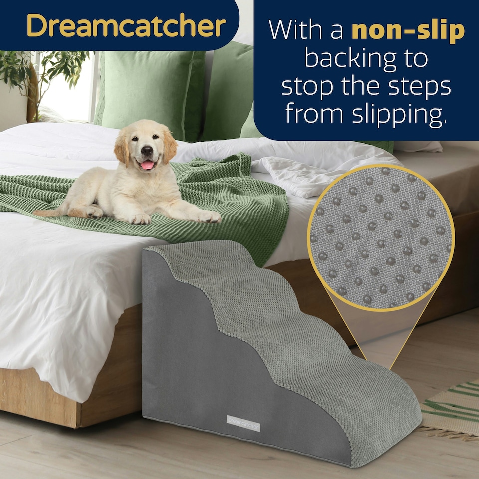 image 1 of Dreamcatcher 4 Step Dog Stairs for Bed 75x40x50cm, High Density Foam Ramp