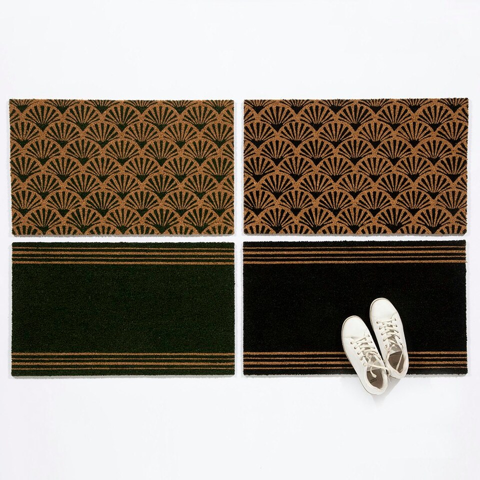 image 1 of Astley Scallop Deco Latex Backed Coir 45x75cm Black Doormat