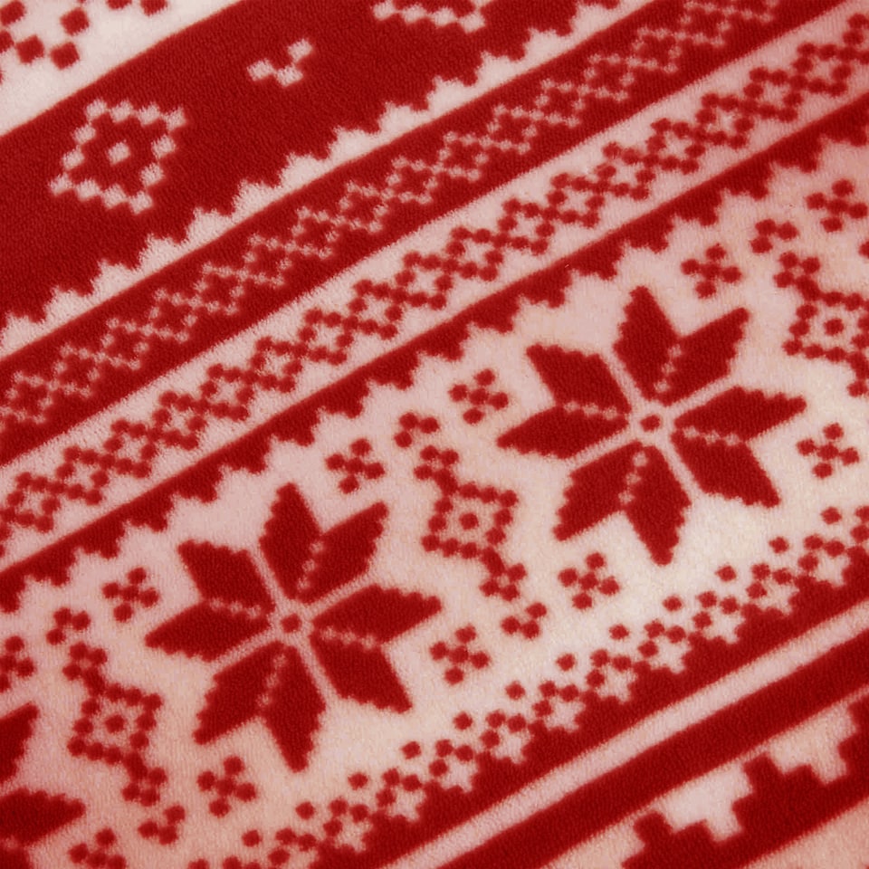 image 1 of OHS Sherpa Flannel Fleece Nordic Throw Flannel Winter Blanket | Red | L