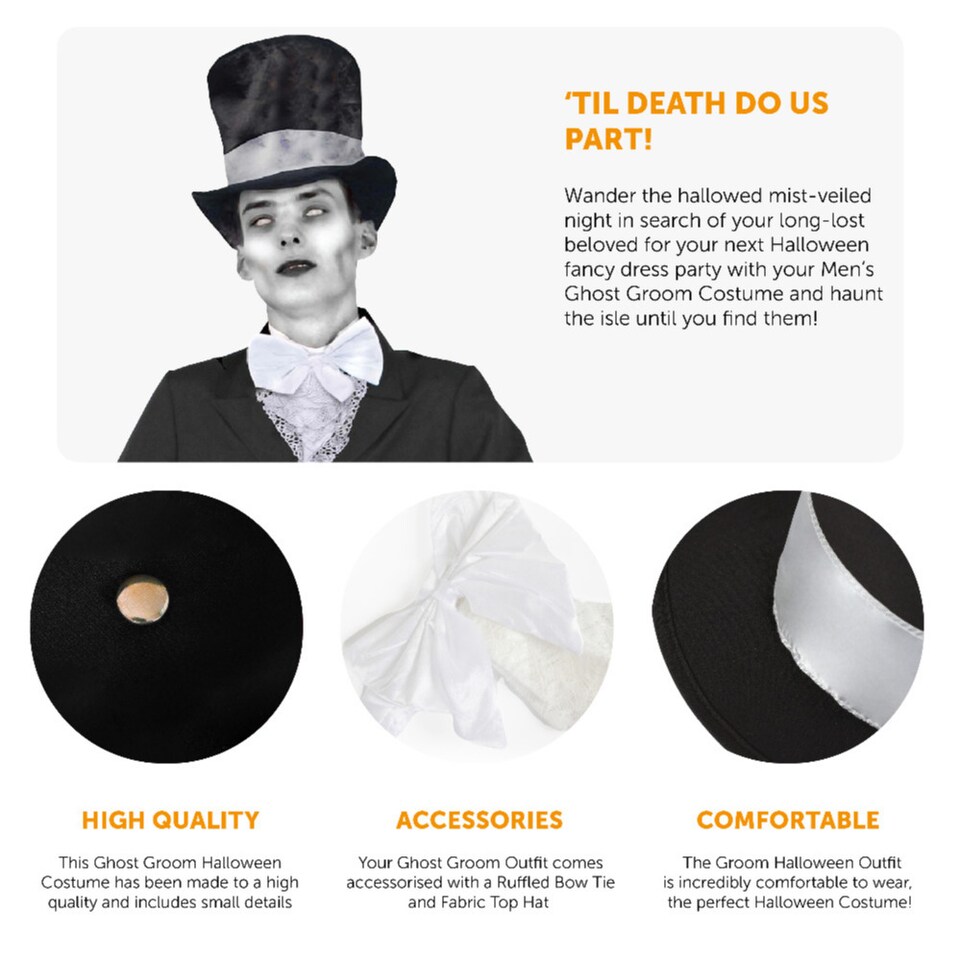image 1 of Corpse Groom Costume | Black | XL