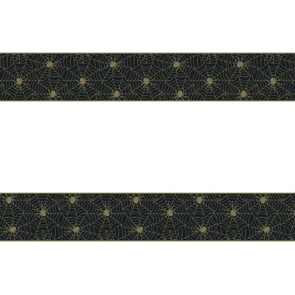 Unique Party Plastic Spider Web Party Table Cover - Black/Gold/White - One Size