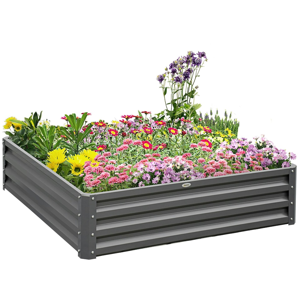 image 1 of Outsunny Raised Garden Bed Metal Garden Flower Vegetable Planter