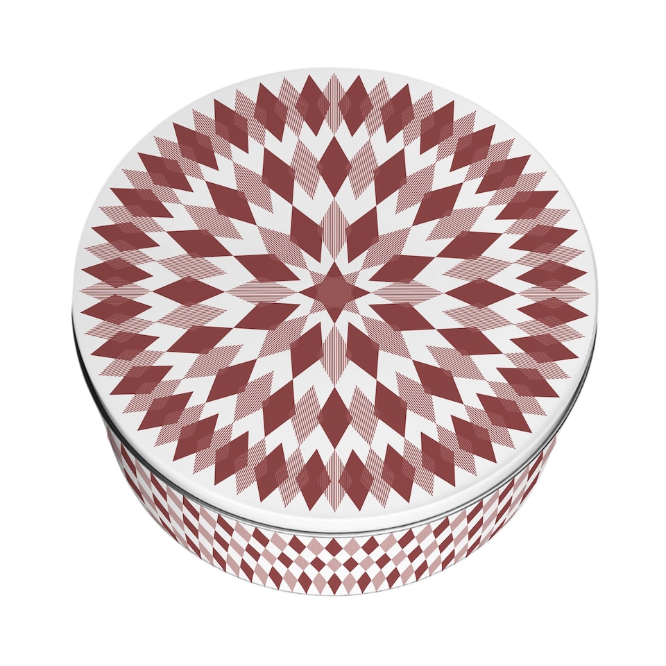 image 1 of Red Argyle Pattern Large Round Cake Tin