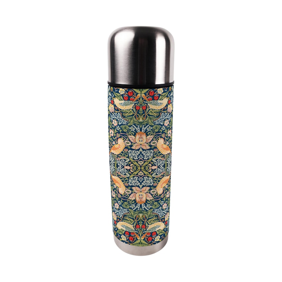image 1 of Blue Strawberry Thief Large Reusable Thermal Flask