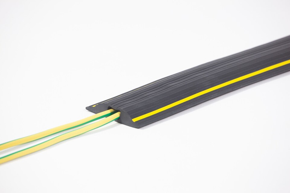 image 1 of The Ramp People Floor Cable Protector 2m 1 Channel 15mm x 5mm Black & Yellow Rubber