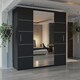 image 2 of Alfa Double Sliding Door Wardrobe with Mirror for Bedroom - Black 180cm