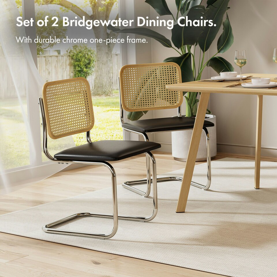 image 1 of VonHaus Bridgewater Cantilever Style Dining Chairs Set of 2