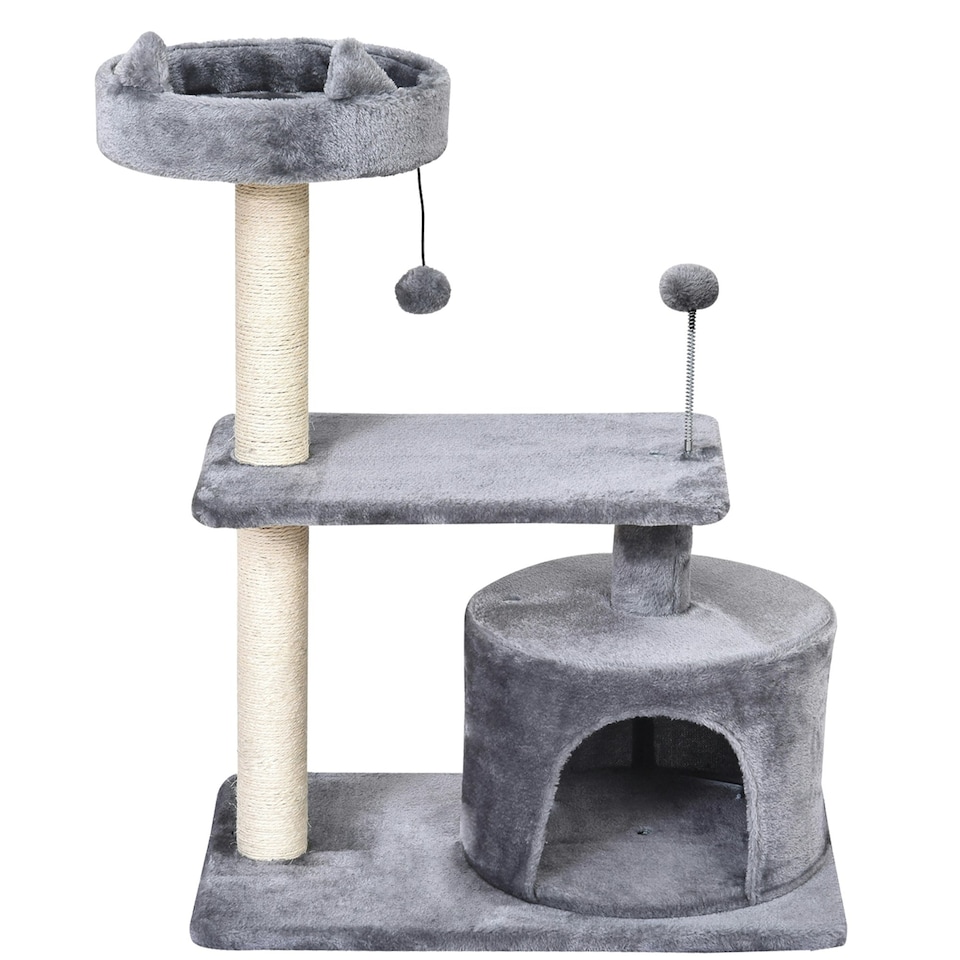 image 1 of PawHut 81cm Cat Tree Climbing Tower for Indoor with Scratching Post Grey