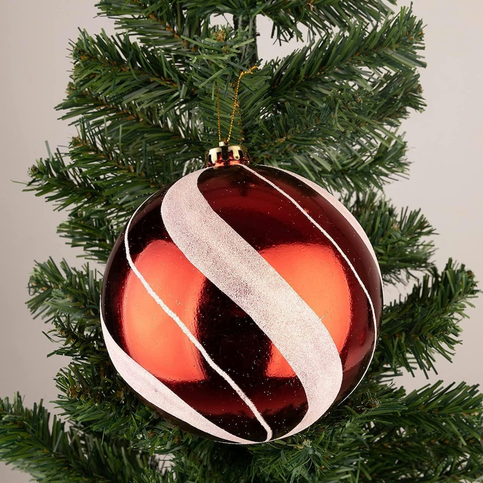 image 1 of Baubles Candy Stripe 15cm - 3Pcs PVC