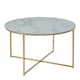 image 1 of Alisma Round Coffee Table with White Marble Effect Glass Top & Gold Legs