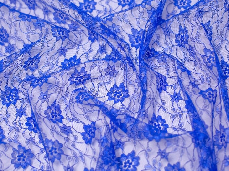 Minerva Core Range Blue Delicate Lace Fabric for Dressmaking, 112.5cm / 44" Wide - per metre