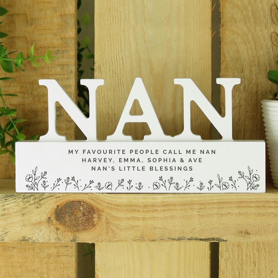 image 1 of Personalised Floral Wooden Nan Ornament