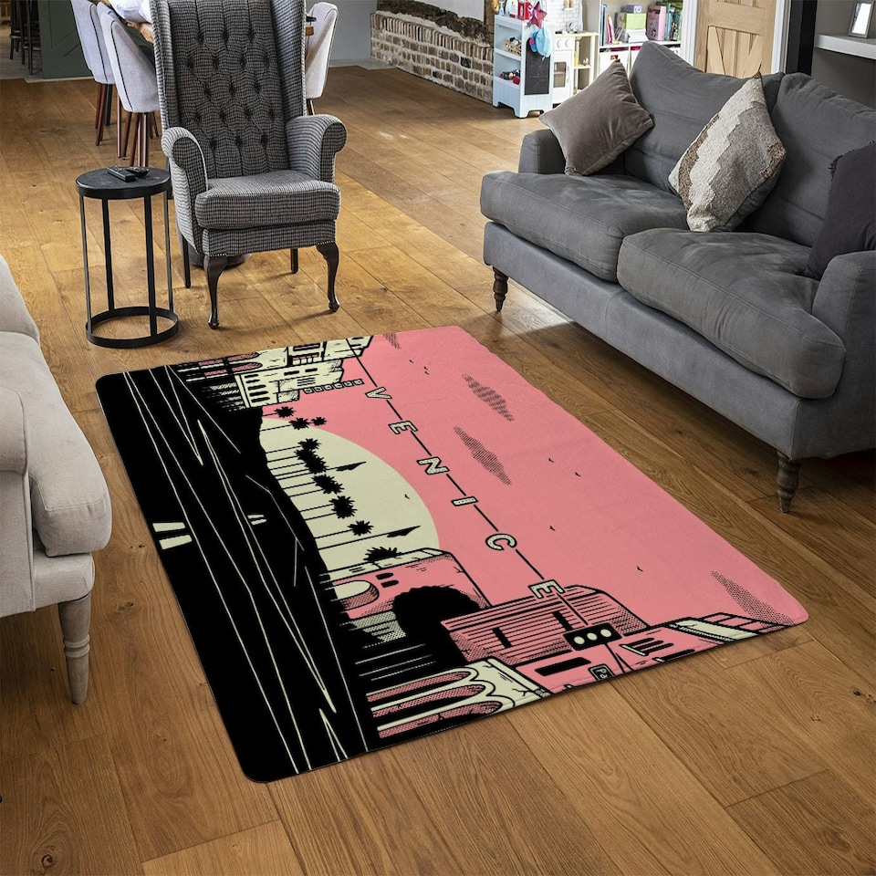 image 1 of Venice Cali Sunset (Rug) Pink | Large: 140x200cm