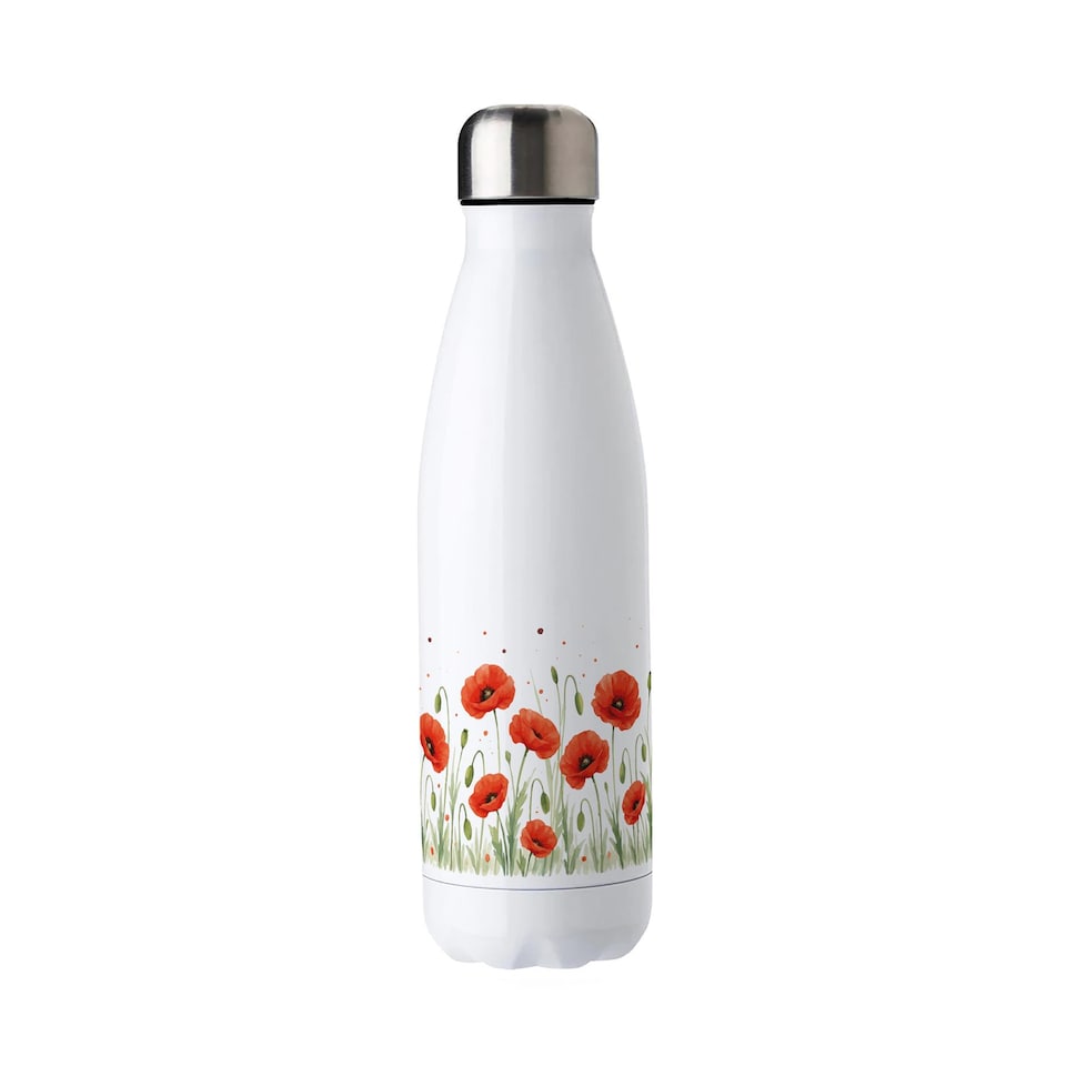 image 1 of Summer Poppies Reusable Metal Water Bottle