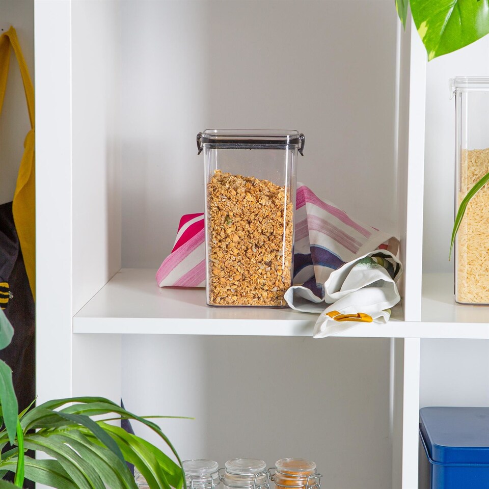 image 1 of Argon Tableware Food Storage Container - 1.3 Litre - Black Reusable Airtight Stackable Meal Prep Lunch Box with Clip-Lock Lid