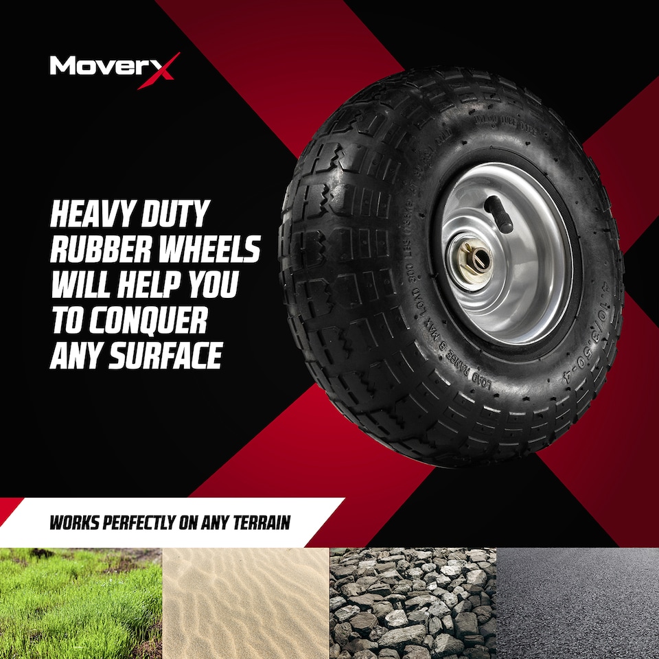 image 1 of MoverX 250KG Garden Trolley Heavy-Duty Wagon, Folding Sides, Rubber Wheels