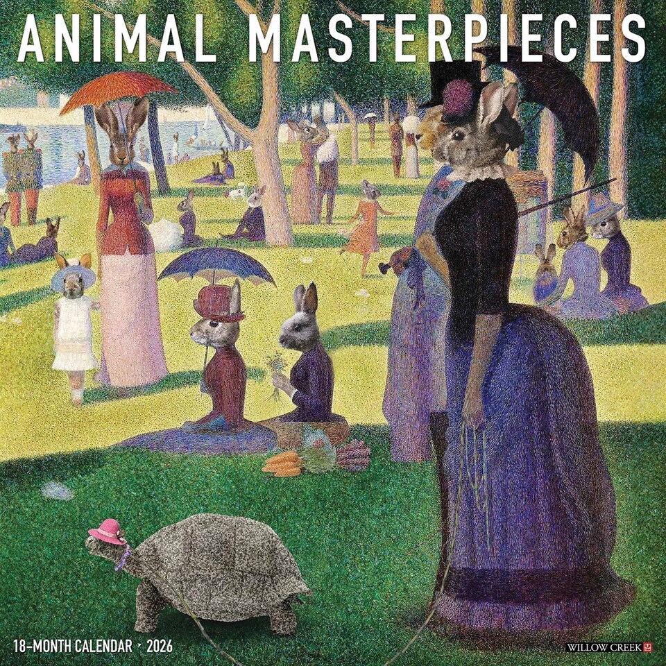 image 1 of Animal Masterpieces Calendar 2026, Wall Calendars, Month To View, Animals, Gift