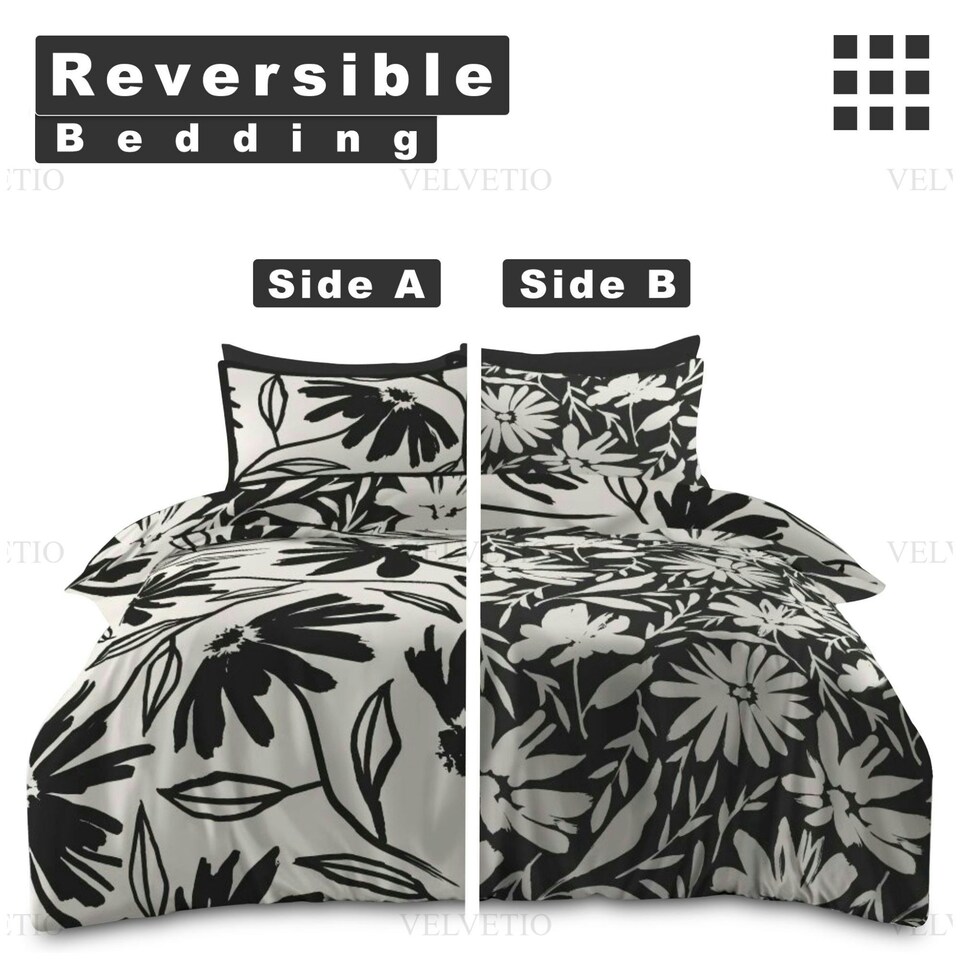 image 1 of VELVETIO Matthias Complete Duvet Cover Set with Fitted Sheet Breathable Bedding Quilt Multi | King