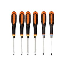 Bahco Be-9882tb Ergo Through Blade Screwdriver Set, 6 Piece - Multi Colour - One Size