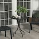 image 2 of Outsunny Round Garden Table Outdoor Side Table with Steel Frame Black