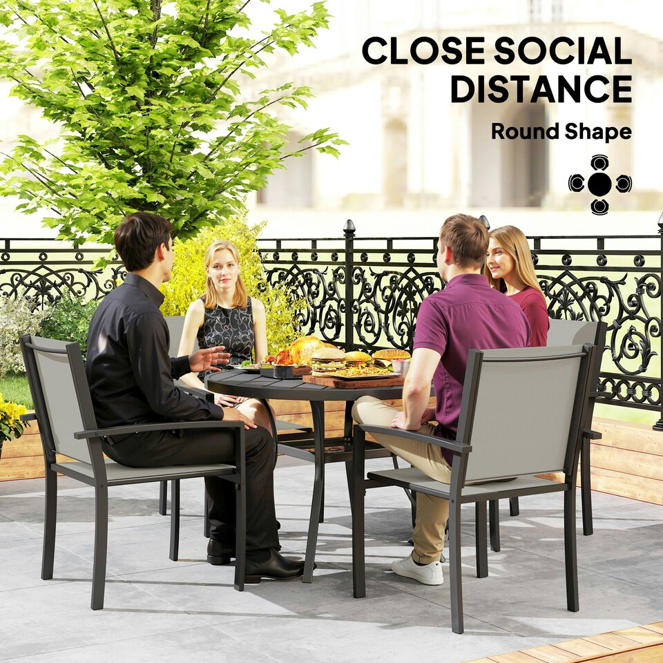 image 1 of Outsunny 5 Piece Garden Furniture Set with Round Table & 4 Stackable Chairs