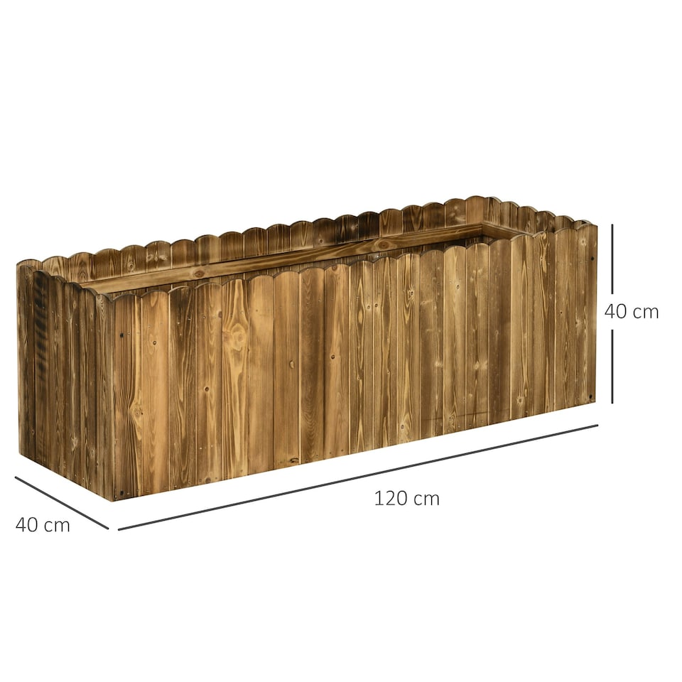 image 1 of Outsunny Raised Flower Bed Wooden Rectangualr Planter Container Wood