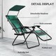 image 4 of Outsunny Zero Gravity Lounger Chair Set of 2, Folding Reclining Patio Chair with Shade Cover, Padded Seat, Cup Holder, Soft Cushion and Headrest for Poolside, Camping, Green | Green | Green