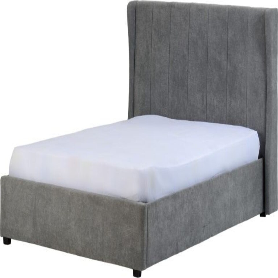 image 1 of Amelia Velvet 4ft 6in Double Storage Ottoman Bed Grey | Dark Grey
