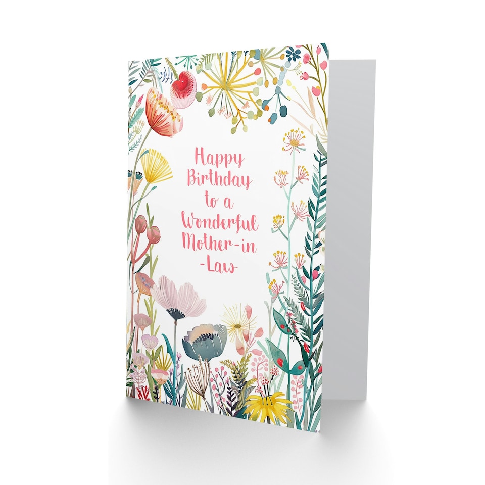 image 1 of Law Simple Elegant Wildflower Meadow Plants Mother-in-Law Birthday Card