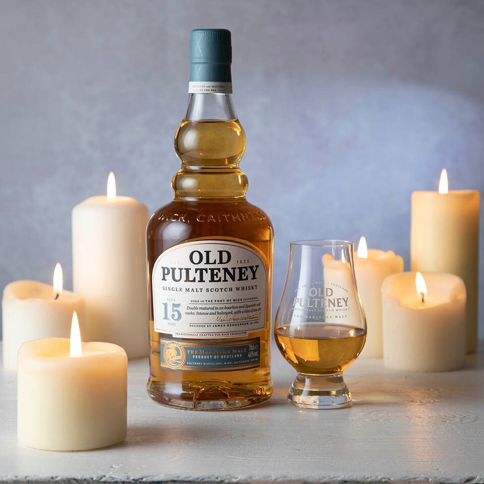 image 1 of Old Pulteney - Single Malt Scotch 15 year old Whisky (Includes Glencairn Glass)