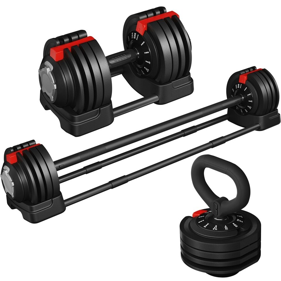 image 1 of Yaheetech 3-24KGS 3-In-1 Dumbbell Weight Set Black