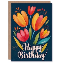 Colourful Tulip Flowers Woman Her Birthday Card