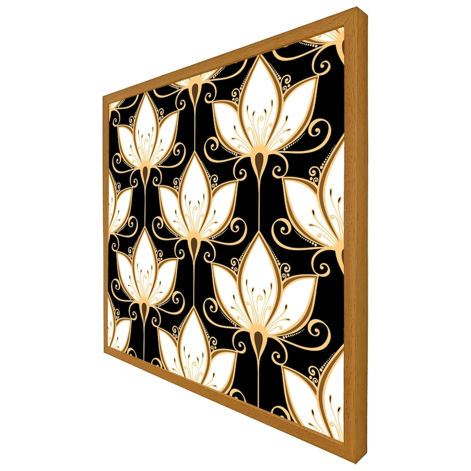 image 1 of Black& gold floral pattern (Picture Frame) Brown | S