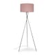 image 1 of ValueLights Camden Brushed Chrome Tripod Floor Lamp Pink Shade and Bulb