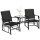 image 1 of Outsunny Double Glider Companion Rocking Chairs Loveseat Garden Table Beige