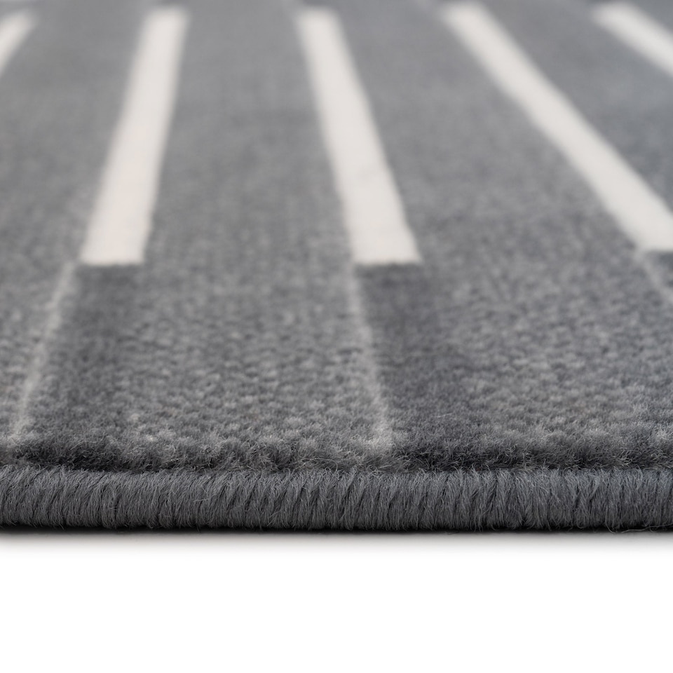 image 1 of kukoon 3ft - 39ft Grey Striped Stair Carpet Long Hallway Runner Rug 60cm x 732cm