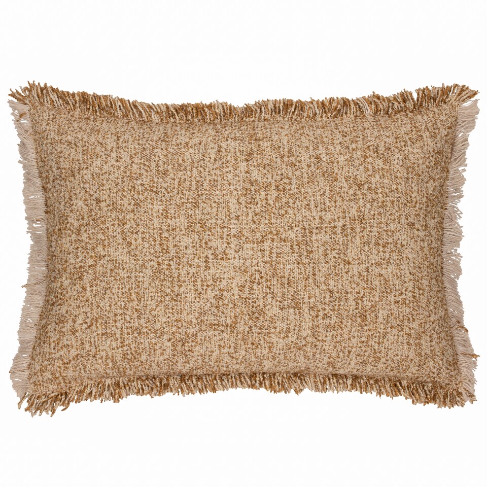 image 1 of Yard Doze Woven Fringed Cushion, Biscuit, 40 x 60cm