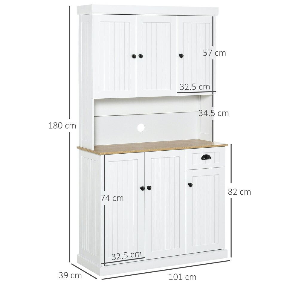 image 1 of HOMCOM Kitchen Cupboard Storage Cabinet with Adjustable Shelves, White