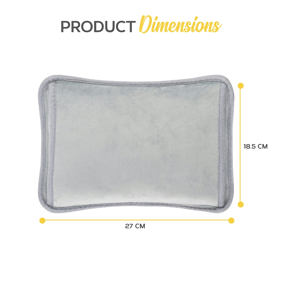 image 1 of MONHOUSE Rechargeable Electric Hot Water Bottle Grey - Bed Hand Warmer Massaging Heat Pad Cozy - Soft & Cosy Heated Water Bag Warm & Soft to Touch - No Refill